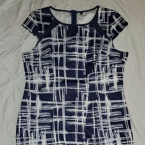 Blue and white pencil dress